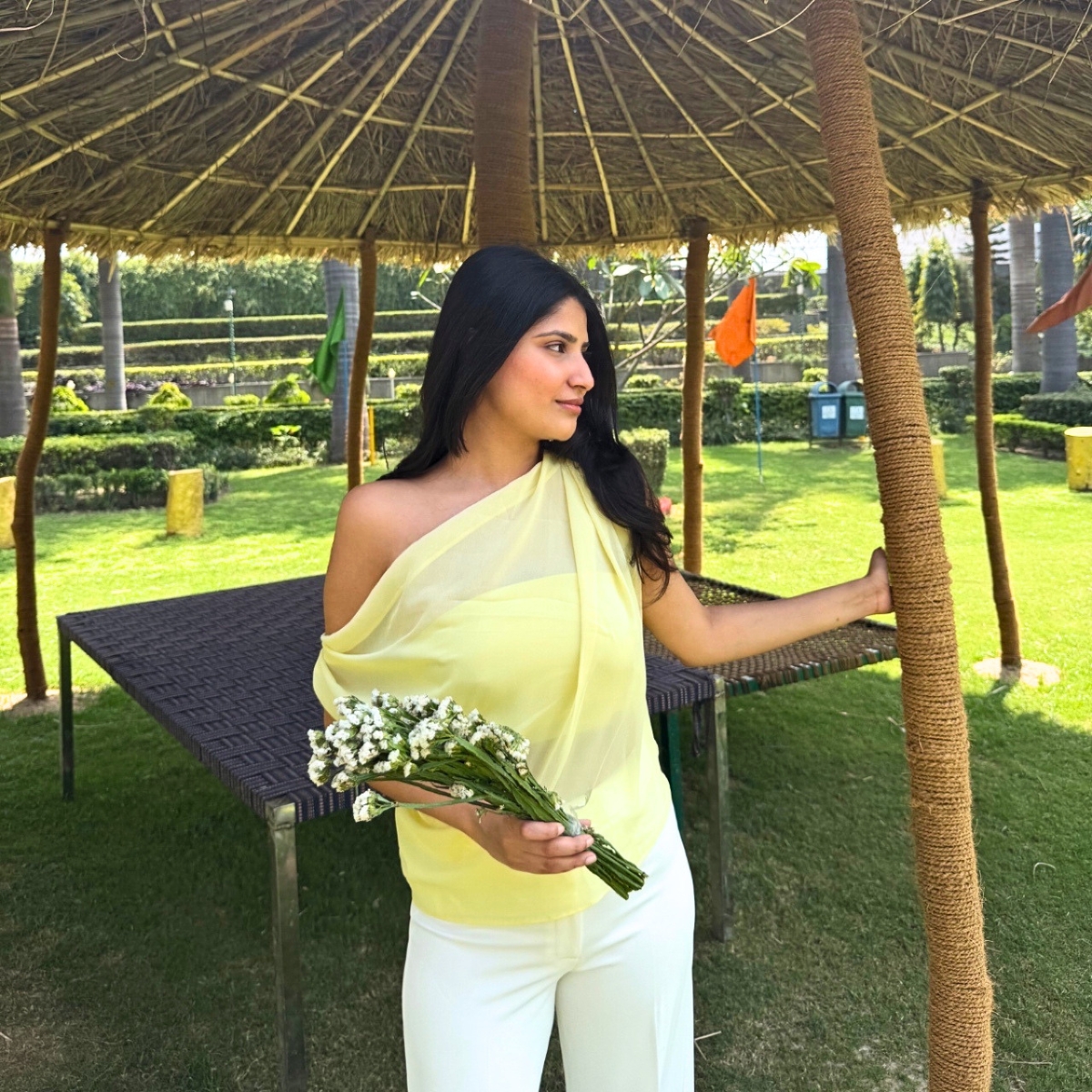 butter yellow wrap top in georgette